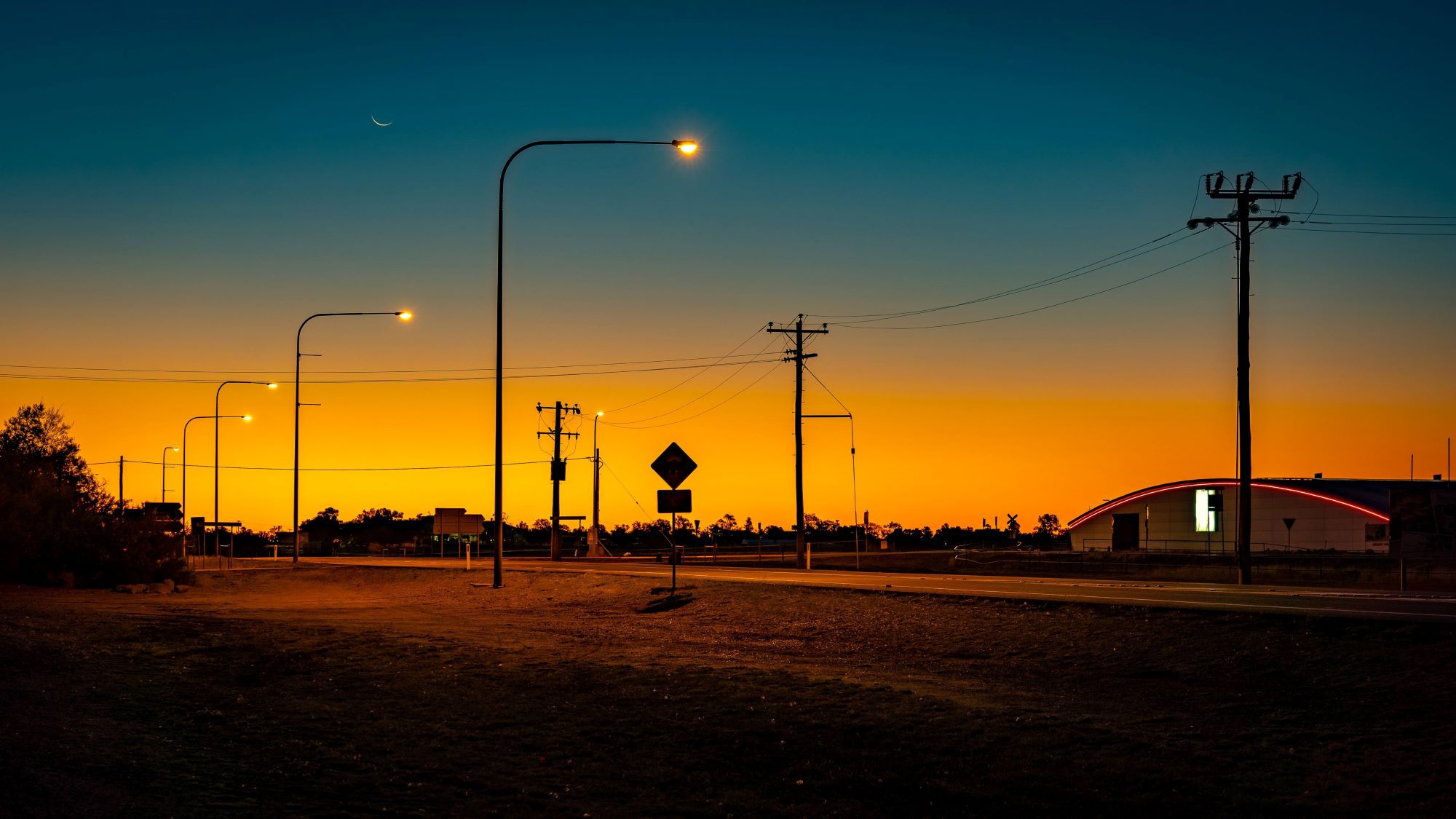 Longreach streetlights at sunset