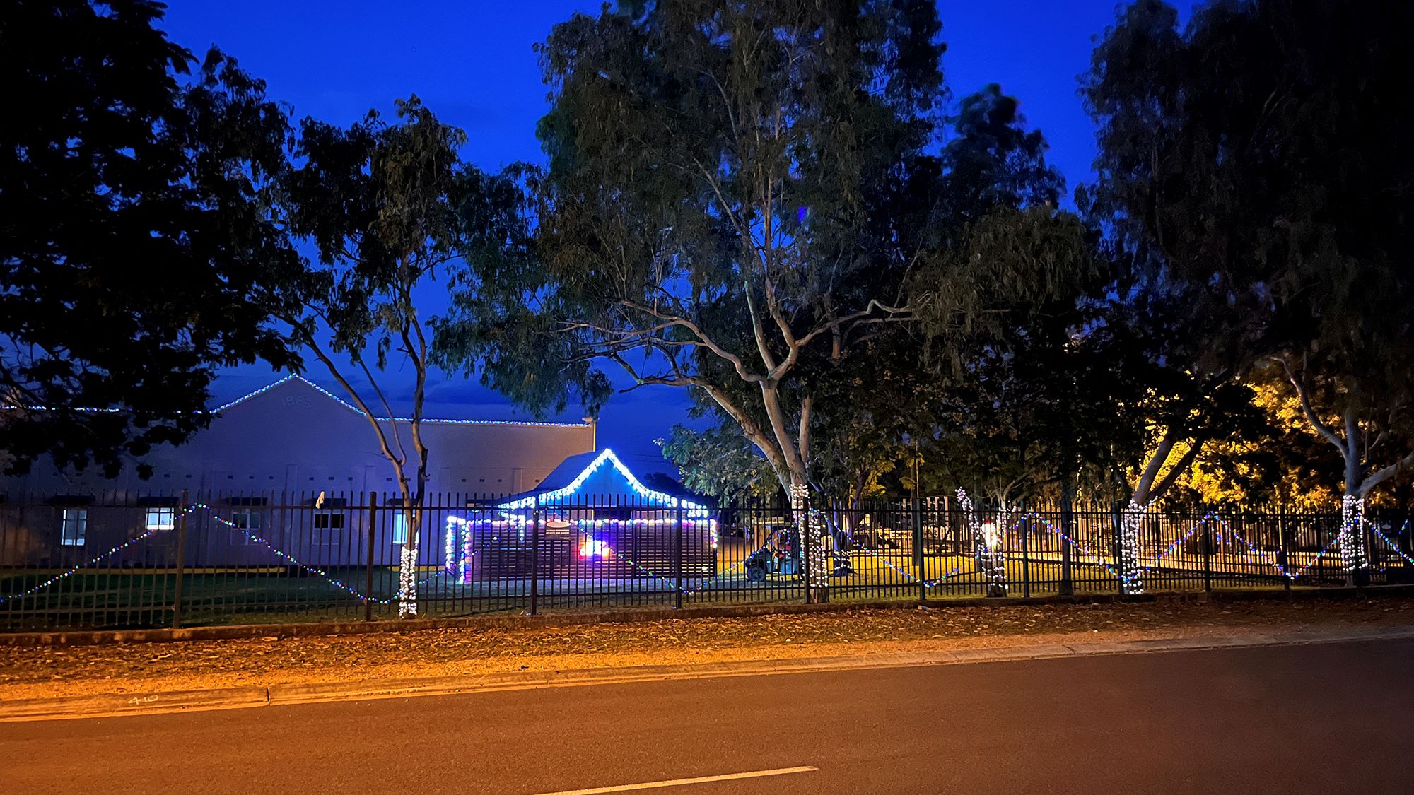 Christmas lights at Charters Towers depot