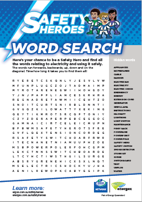 Safety Heroes word search