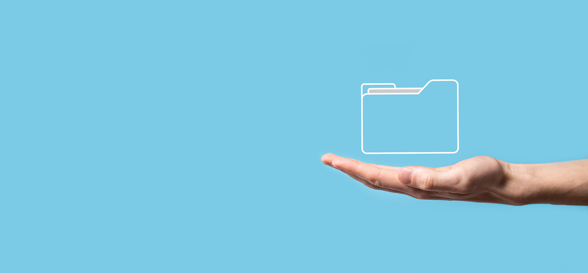 Hand held open with document icon in palm