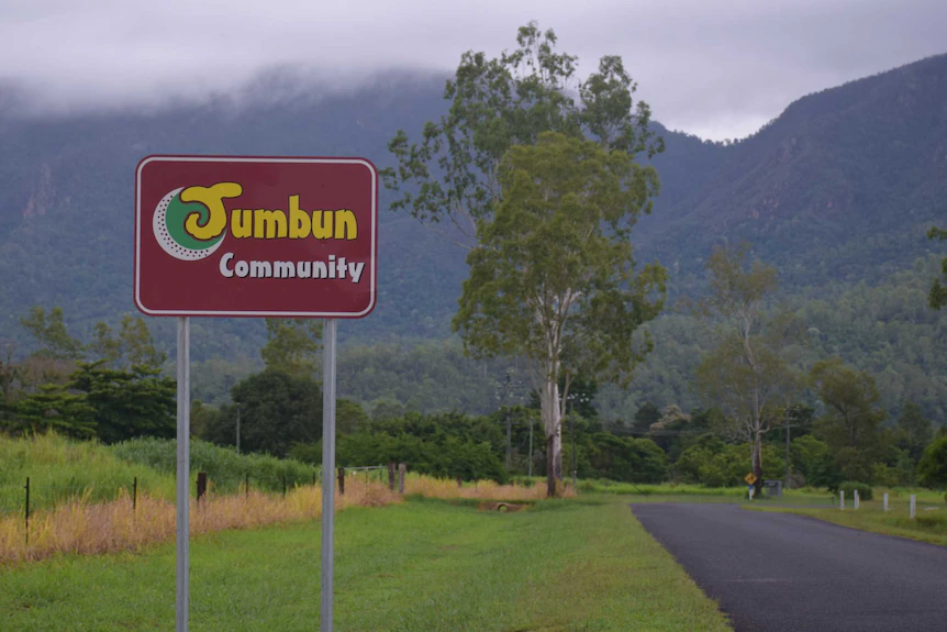 Jumbun community sign on side of the road