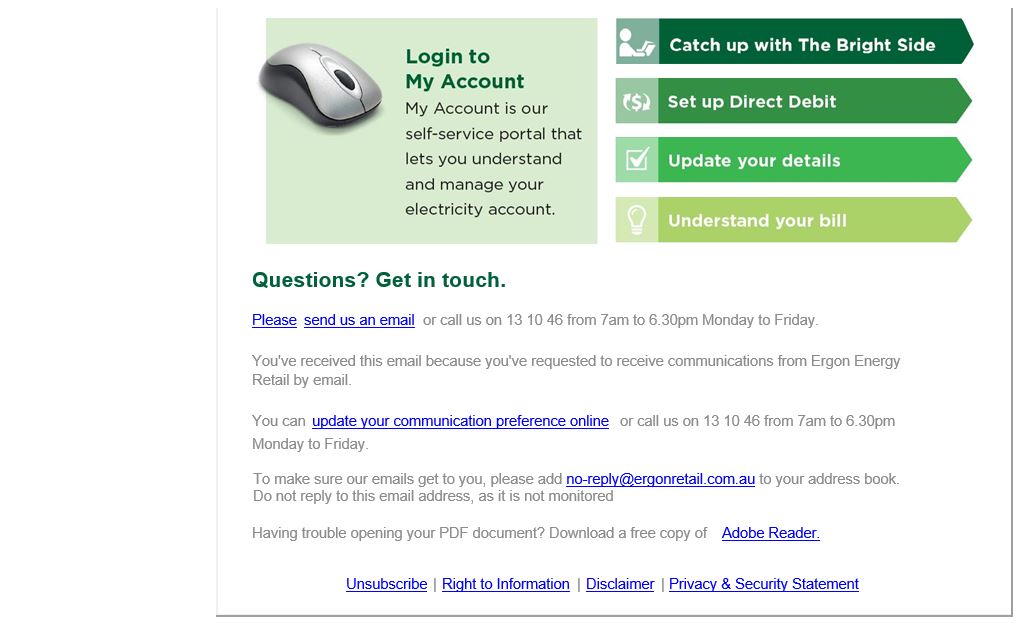 View of additional detail on email