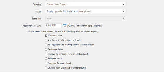 Screenshot showing correct steps to take in Ergon Portal