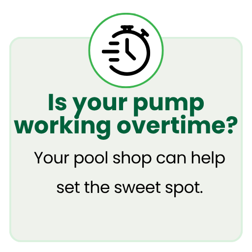 Stop your pool pump from working overtime. Your pool shop can help set the sweet spot.