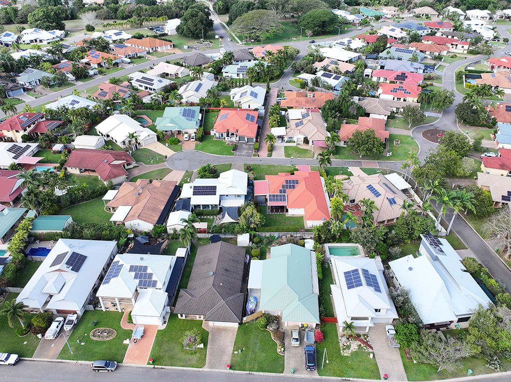 Rooftop solar aerial view in Townsville