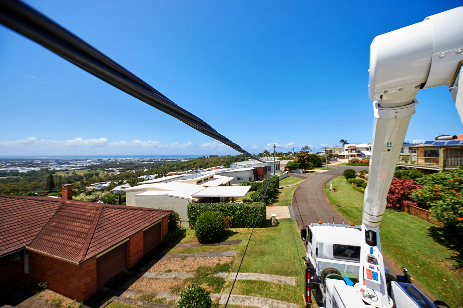 Powerline to houses on Sunshine Coast