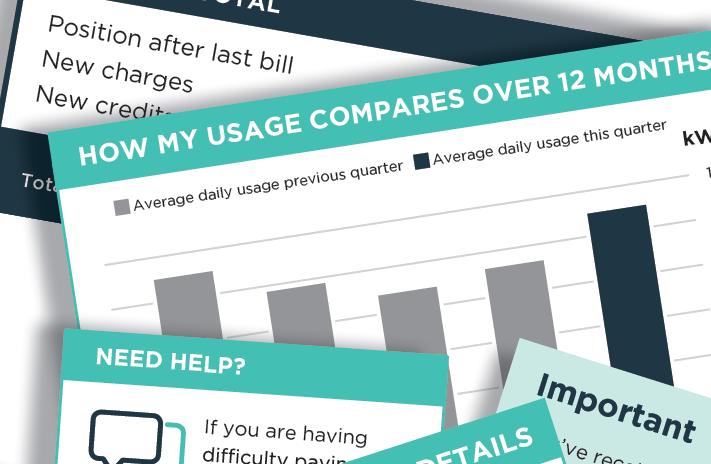 Preview of new business bill coming soon - shows a snippet of bill with the heading "How my usage compares over 12 months" and a graph.