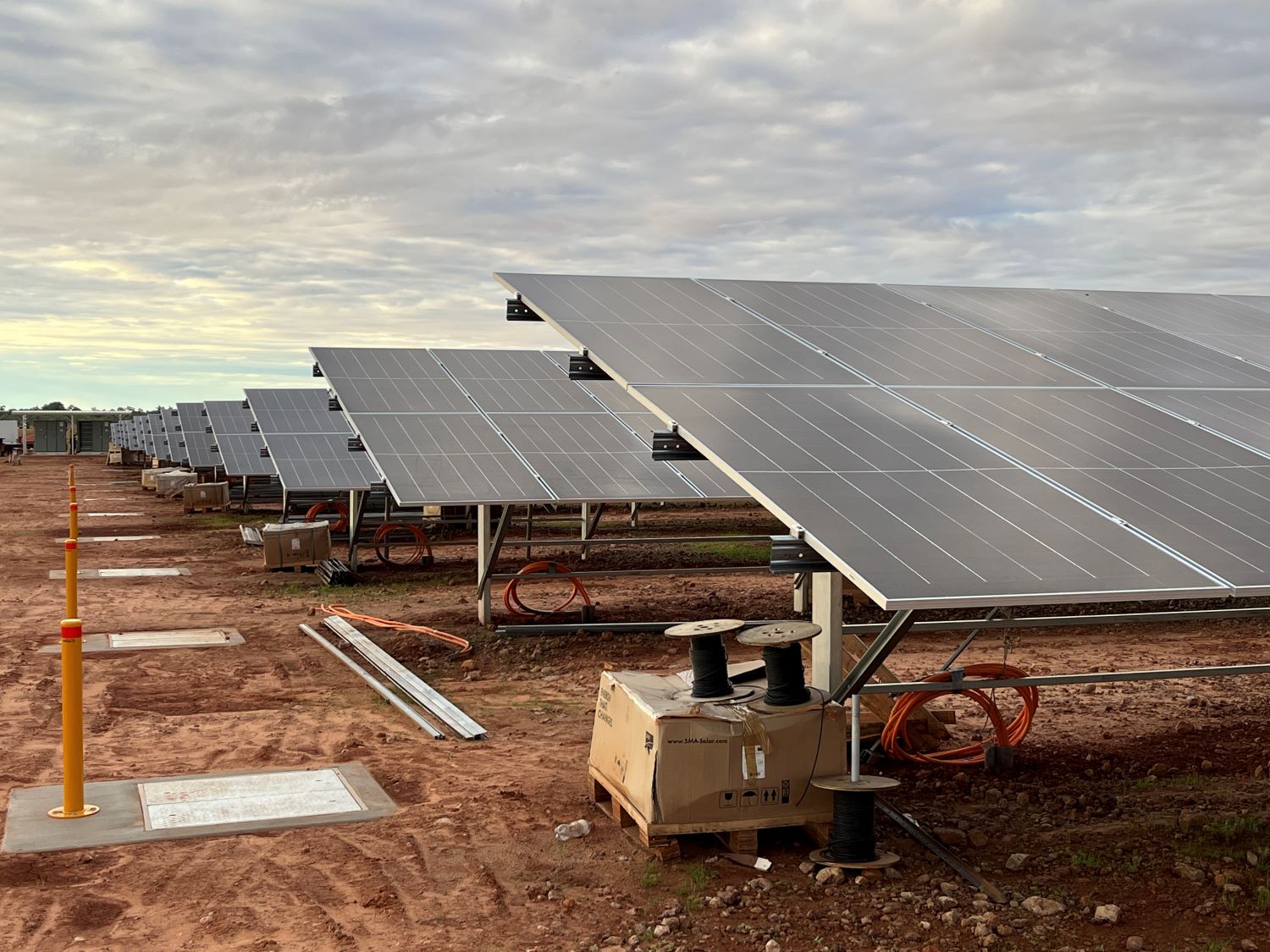 Close up of solar panels at Boulia solar farm