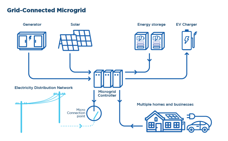 Infographic of a Grid-Connected Microgrid