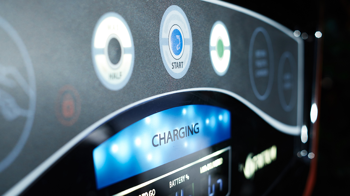 Photo of the centre console of an electric vehicle