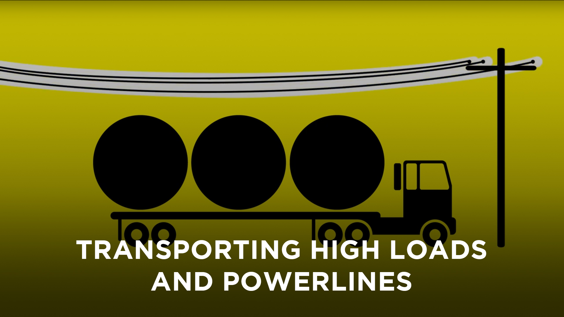 Cartoon of a truck with a high load very close to powerlines