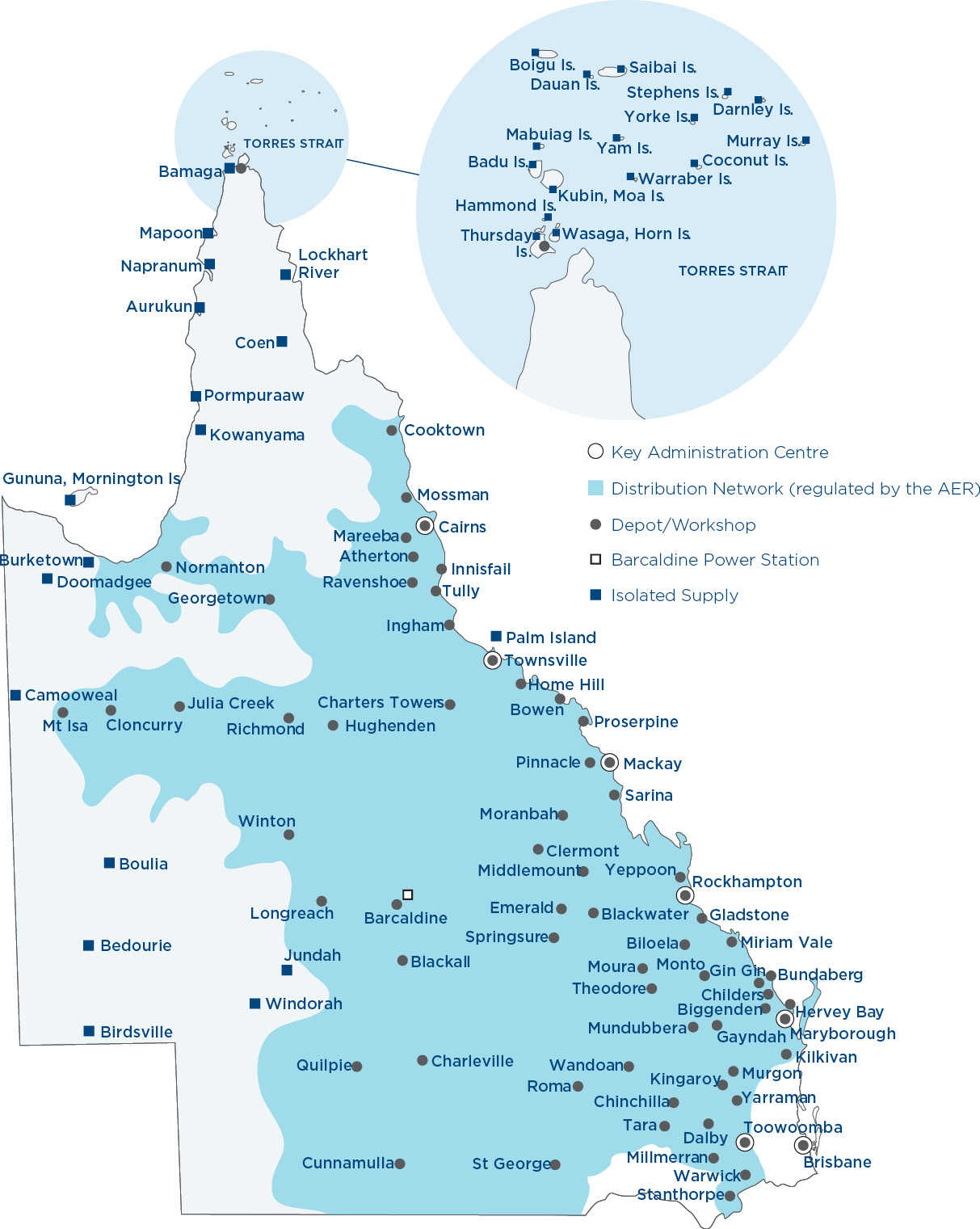 Ergon Energy service regions & depot map