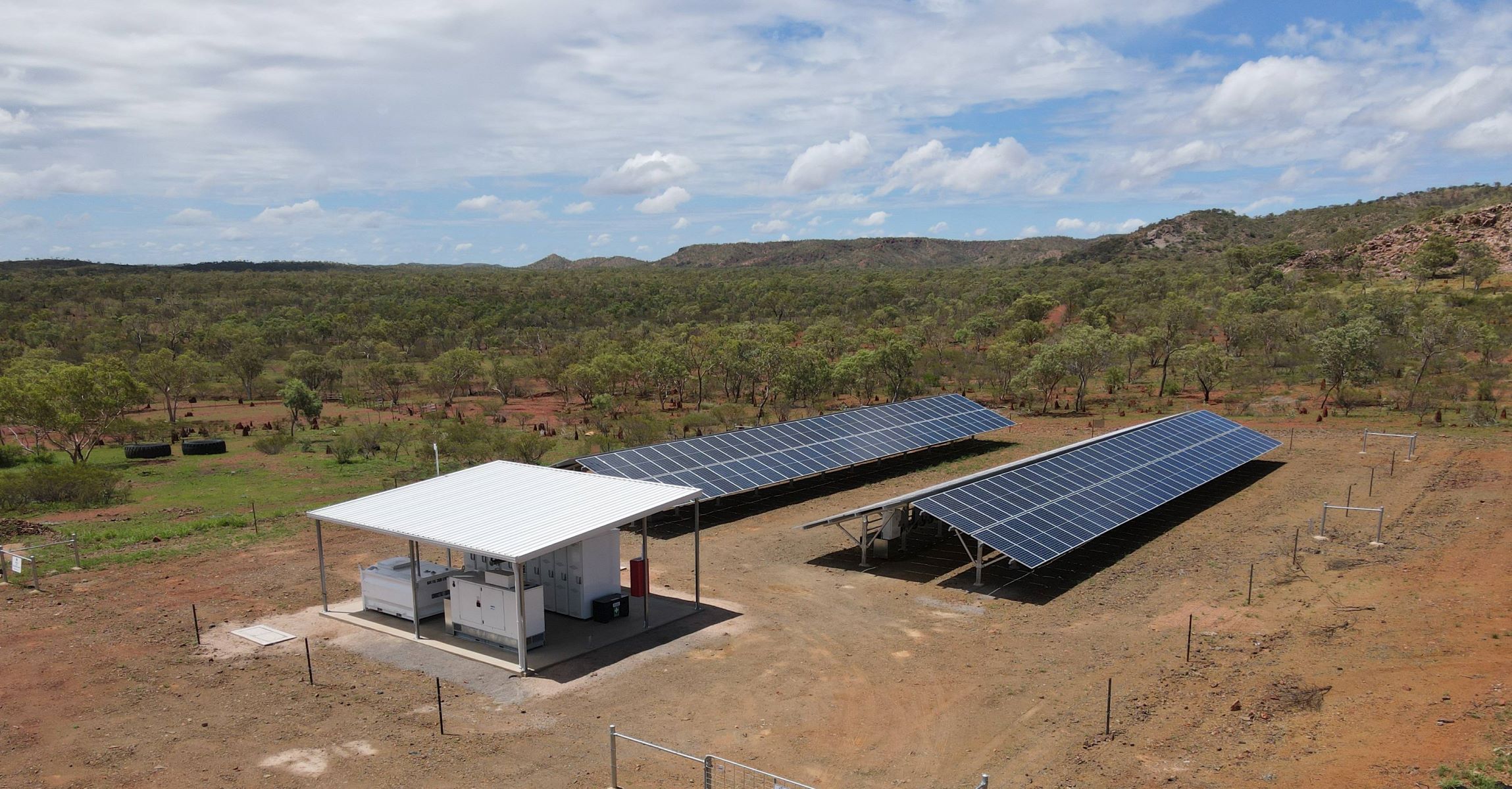 Stand alone power station showing solar panels