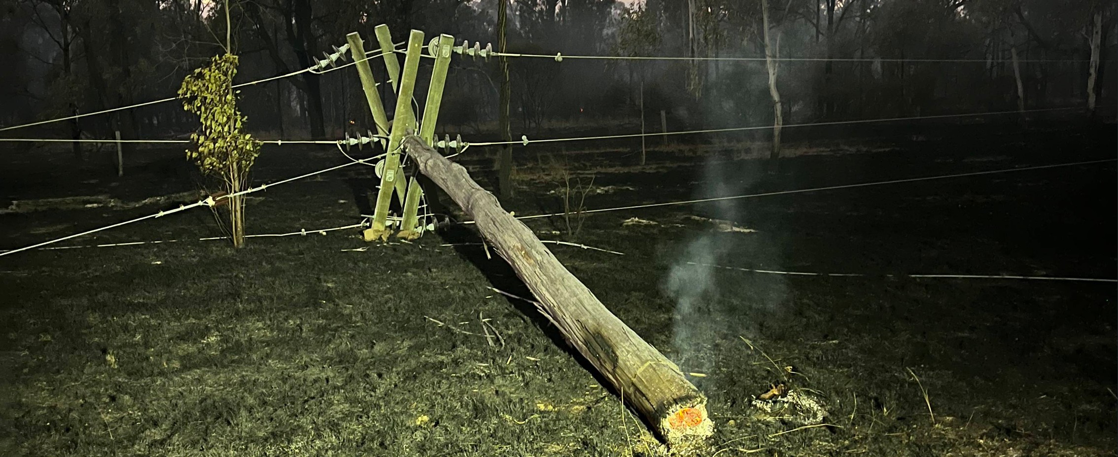 Pole burnt down