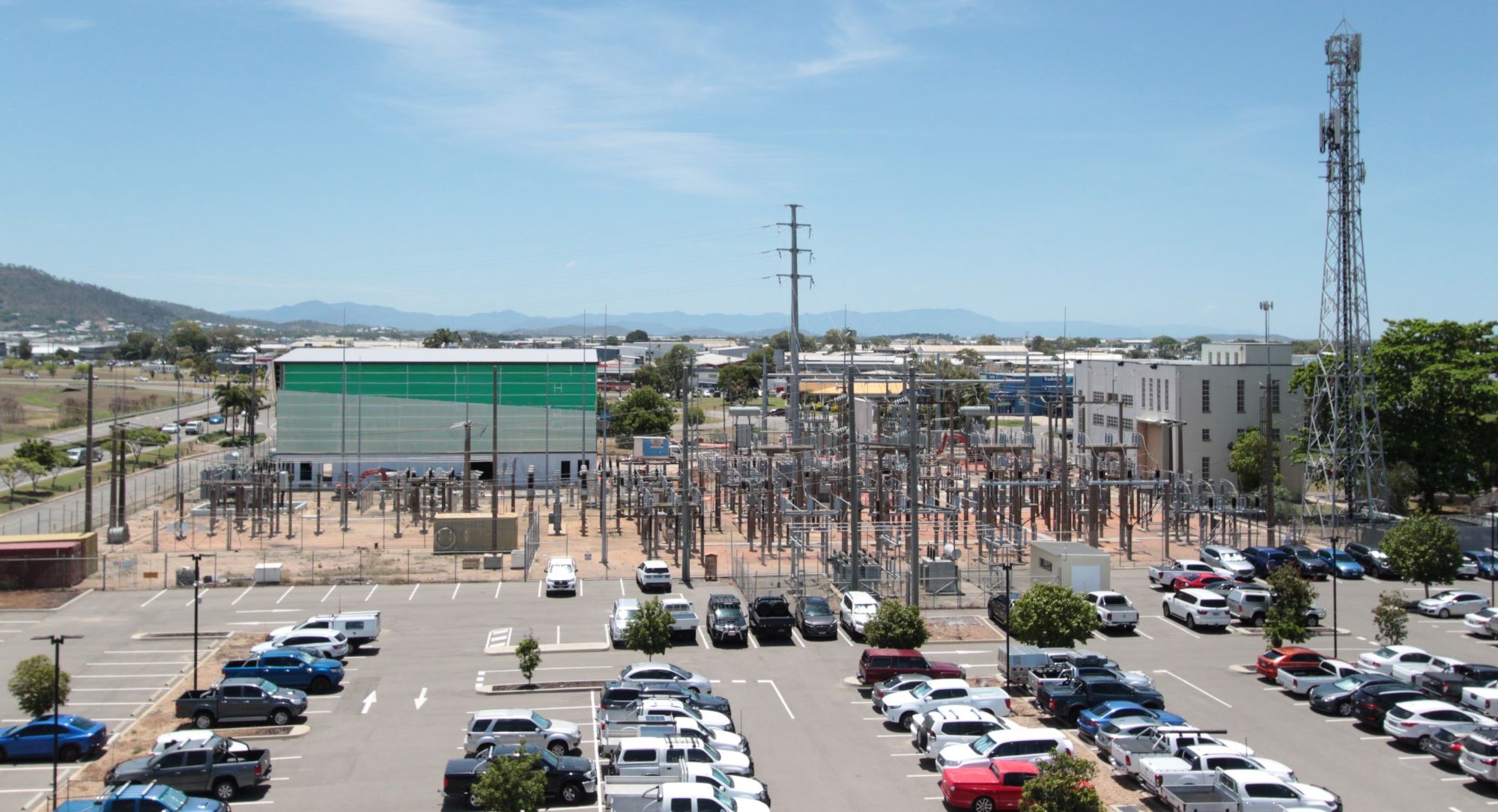Aerial view of Garbutt substation upgrade under development
