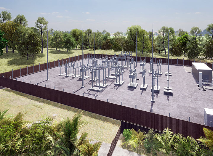 Artist impression of an aerial view of the switch yard