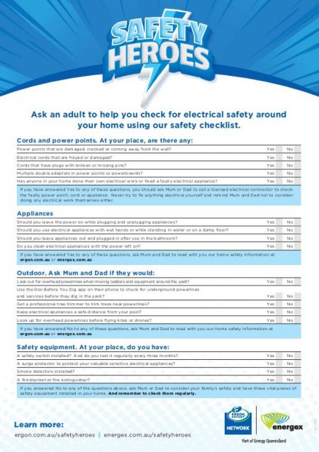 A home safety checklist summary as part of the Safety Heroes program