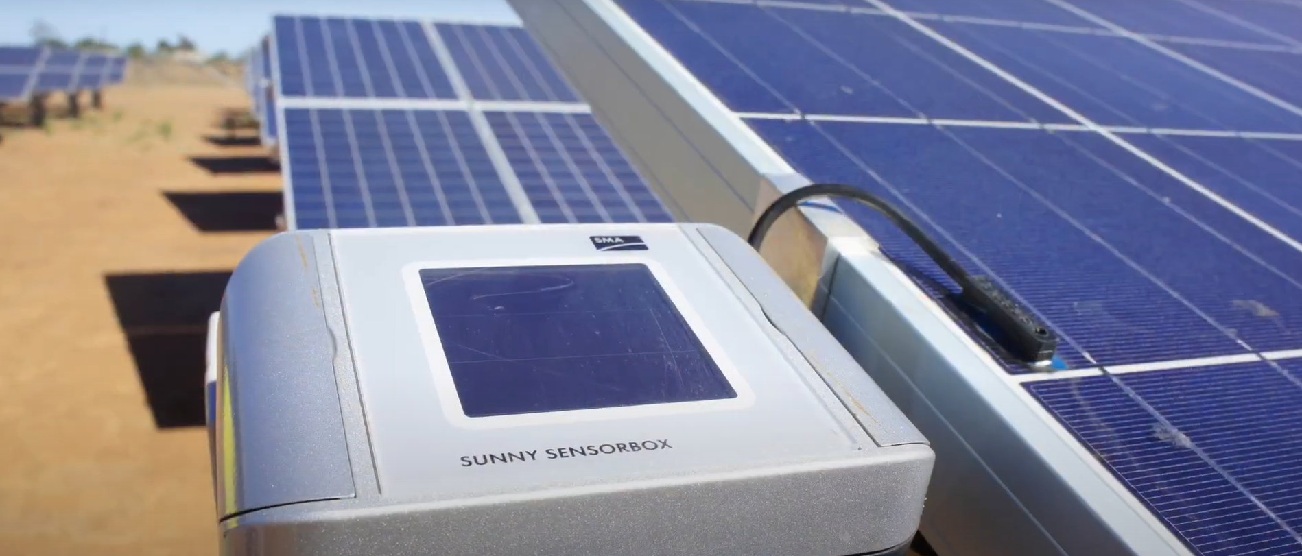 Close up of solar panels on a rural property